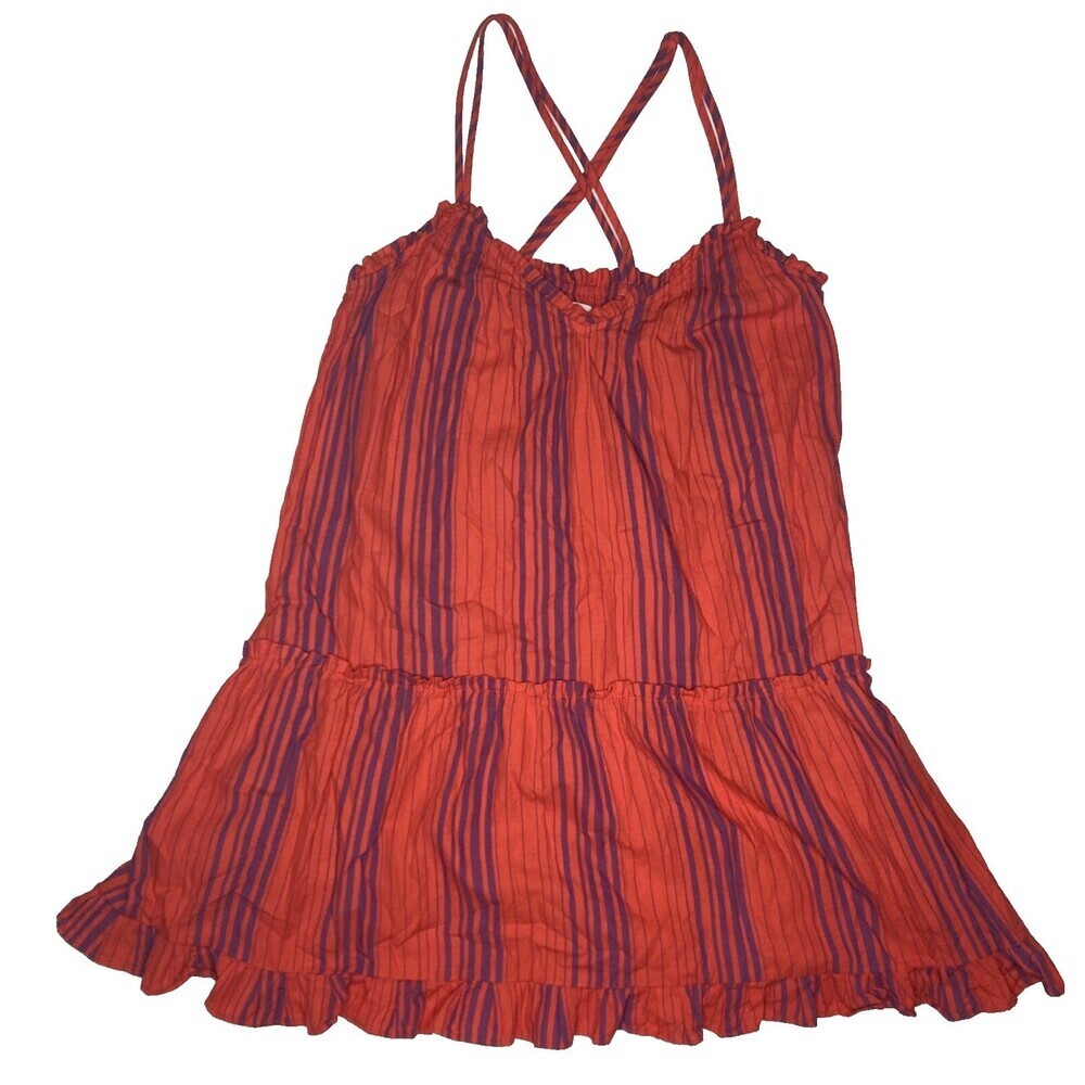 Universal Thread Women's XS Strappy Short Dress Red Purple Vertical Stripes